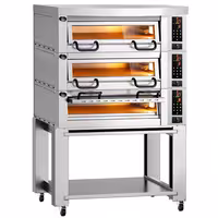 Electric Deck Pizza Oven Power - Triple Deck - Refractory Stone Deck - 4+4+4 x Ø 34cm (13") - Digital Controls - up to 450°C - incl. Hood & Base frame