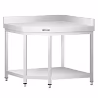 طاولة عمل ستانلس ستيل زاوية PREMIUM - 1000x700mm - مع رف سفلي & حاجز خلفي