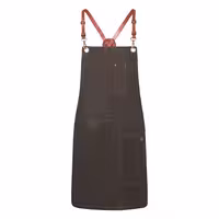 KARLOWSKY | Cross-Back Bib Apron Urban X-Style – Chocolate - 680×800 mm - 100% Cotton - Leather Straps