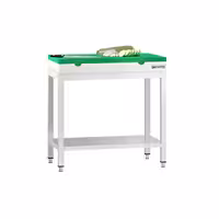 Rozsdamentes acél munkaasztal PREMIUM - 700x700 mm - alsó polccal - vágódeszka zöld - tartozék