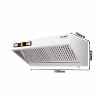 Commercial Wall-Mounted Extraction Canopy - with Motor - 1600mm - Speed Controller, Baffle Filters & LED Lighting