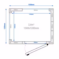Hűtőkamra - 1500x1200 mm - 2,60 m³ - gépészet nélkül