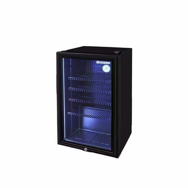 GASTRO-COOL | Barski hladnjak - 360 mm - 88 litara - Sa 1 staklenim krilnim vratima - Crna boja