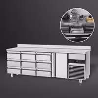 Commercial Counter Fridge PREMIUM - 2330x700mm - with 1 door - 9 drawers - with upstand - capacity 632 litres