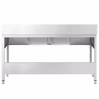 Sudoper PREMIUM - 2000x600 mm - s donjom policom - s 2 koritima - korita sredina - inox
