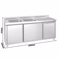 PREMIUM umivaonik – 2000 x 600 mm – s košem za smeće i 2 lijevo postavljena umivaonika