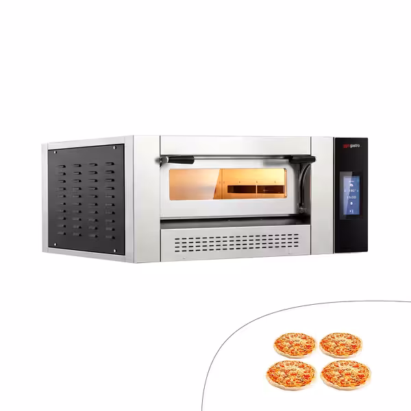 Gas Deck Pizza Oven - Single Deck - Refractory Stone Deck - 4 x Ø 30cm (12") - 230V Single Phase - Touchscreen Controls - up to 400°C