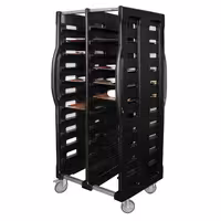 Inox kolica za poslužavnike - za 2×12 poslužavnika 530x370 mm - kotači Ø 125 mm (2 s kočnicom)