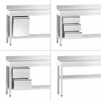 Rozsdamentes acél munkaasztal PREMIUM - 2000x800 mm - alsó polccal & hátsó peremmel