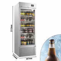 SUPERCOOLER | Commercial Beverage Display Fridge - 687mm - 500 Litres - stainless steel interior - with 1 hinged glass door - LED lighting - digital controller with temperature display - Temperature range -8 to 0 °C