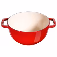 STAUB | Cast Iron Fondue Set – Ø 16 cm - Cherry Red - 4 Forks, Burner, Board