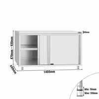Armário de Trabalho em Aço Inoxidável ECO - 1400x600mm - com portas de correr