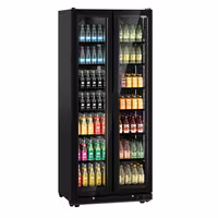Commercial Beverage Display Fridge - 900mm - 573 Litres - with 2 hinged glass doors - LED lighting - digital controller with temperature display - Black - Temperature range 0 to 7 °C
