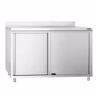 خزانة قاعدية ستانلس ستيل PREMIUM - 1200x600mm - أبواب منزلقة - مع حاجز خلفي