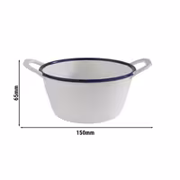 (6 adet) Kase - ENAMEL LOOK - Melamin - 0,30L - köşeli - taşıma kulplu - 150x115mm - Derinlik:65mm - Beyaz/Mavi