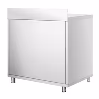 طاولة عمل ستانلس ستيل KOPENHAGEN PREMIUM - 800x600mm - مع أبواب مفصلية & مع حاجز خلفي