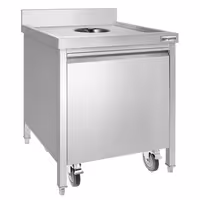 Poubelle - Carénée, avec conteneur à roulettes - 700x970x700mm - avec ouverture d’insertion, bac intérieur amovible, fermeture douce - Acier inoxydable