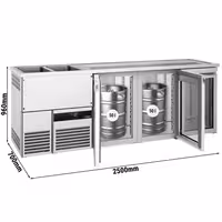 Pivski štand PREMIUM - 2500x700 mm - 3 Staklena vrata