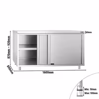 خزانة قاعدية ستانلس ستيل KOPENHAGEN PREMIUM - 1600x800mm - أبواب منزلقة
