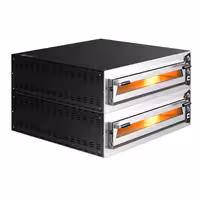 (2 pcs) Electric Deck Pizza Oven - Single Deck - Refractory Stone Deck - 9 x Ø 34cm (13.4") - up to 450°C - Mechanical Controls