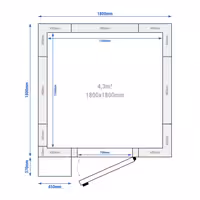 Inox zamrzivačka komora - 1800x1800 mm - 4,30 m³ - uklj. zamrzivački agregat - -20/-10 °C