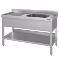 Sudoper za lonce ECO - 1400x700 mm - s donjom policom - s 1 koritom - korito desno - inox