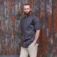 KARLOWSKY | Chef jakna kratkih rukava u denim stilu – Vintage crna – Veličina: 56