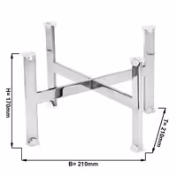 Açık Büfe Teşhir Standı - Paslanmaz Çelik - köşeli - 210x210x170mm
