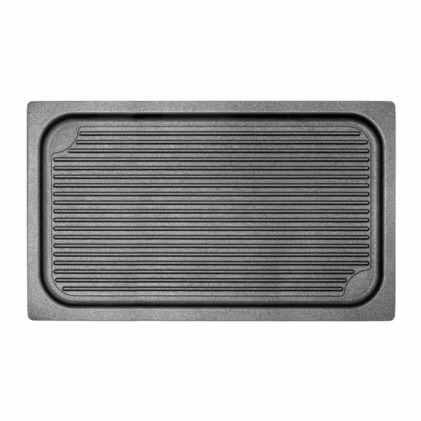 Roštilj ploča za konvektomat i štednjak - 530x325x20 mm | GN 1/1 - aluminij, lijev pod tlakom | rebrana površina | neljepljiva prevlaka | bez nikla - za pećnice i konvektomate
