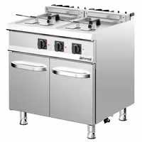 Fritadeira elétrica dupla - 18+18L - 28,0kW - com torneira de drenagem - incl. estrutura - incl. módulo inferior com 2 portas