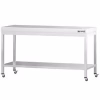 PREMIUM Edelstol-Aarbechtsdësch – 2000 x 800 mm – mat engem Basisregal a Rollen