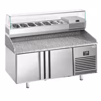 Table réfrigérée à pizza Premium PLUS - 1783x800 mm - avec 2 portes - incl. vitrine réfrigérée - 7x GN 1/4