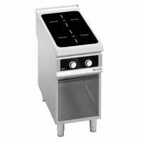 Ipari indukciós tűzhely - 900-as - főzősorba illeszthető - nyitott tárolórésszel - összteljesítmény: 10 kW - 2 zónás - Bflex Digital - 400x900x920 mm