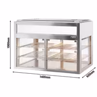 Countertop display fridge Self-Service - 350L - 1400mm - Double glazing - square - with 2 shelves - rear sliding doors