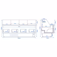 Serve Over Counter - 2560mm - with 4 doors - front panel light green - capacity 282 litres