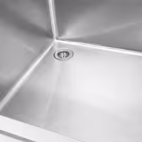 Grovdiskbänk i rostfritt stål PREMIUM - 1000x600 mm - med underhylla - 1 ho mitten - med stänkskydd