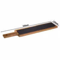 (6 pcs) Serving Board - FUSIONA - 2-piece set - incl. slate plate - acacia wood - 550x120mm