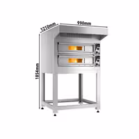 Electric Deck Pizza Oven - Twin Deck - Firebrick Base - 4+4 - Ø 33cm (13") - 230V 3 Phase - Mechanical Controls - up to 400°C - incl. Hood & Base frame
