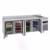 Rashladni pult PREMIUM - 2360x720 mm - 540 l - Ventilirano hlađenje - s 4 vrata - s 1 korita - Leđni podignuti rub