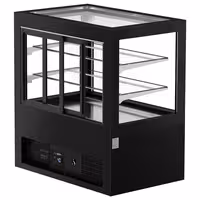 Commercial cake display fridge - 570L - 1210mm - Double glazing - with 2 shelves - rear sliding glass door - Black