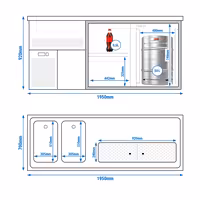 Pivski šank PREMIUM PLUS - 1950x700 mm - 1 Staklena vrata & 2 Ladice