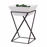 Etagere / Buffet Stand - Black - square - Height: 475mm - incl. 1 Melamine bowl - Powder-coated stainless steel & Melamine