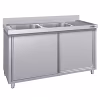 Sudoper s ormarićem ECO - inox - 1400 x 700 mm - sa 2 korita - korita lijevo