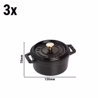 STAUB | LA COCOTTE - Cocotte set - 3 komada - Lijevano željezo - Crna boja