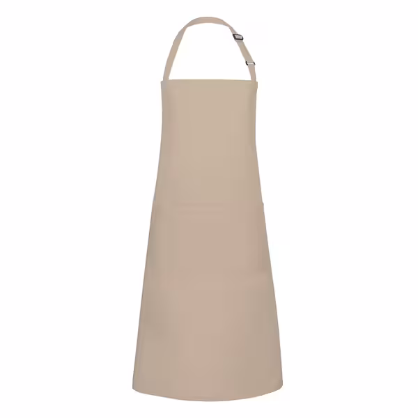 (6 pieces) KARLOWSKY | Basic Chef Bib Apron with Pocket – Sand - 750×900 mm - 2-Section Pocket
