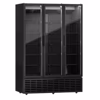 Commercial Beverage Display Fridge - 1500mm - 1500 Litres - with 3 hinged glass doors - LED lighting - Black - Temperature range 1 to 9 °C