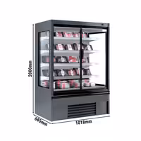 Commercial multideck display fridge - 1018mm - 341L - with 2 hinged glass doors & 4 shelves - Anthracite