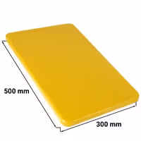 Griešanas dēlis - 300x500 mm - Biezums: 20 mm - HACCP atbilstošs - PE500 (HDPE) polietilēns - Dzeltens - Var mazgāt trauku mazgājamā mašīnā