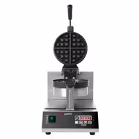 Commercial Waffle Maker - Single - Digital - 1.3kW - Shape: Round - Ø 185mm - with 180° rotating plates & temperature indicator - plates with Teflon coating