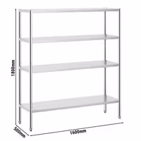 رفوف ستانلس ستيل PREMIUM - 1600x490mm - عمق: 500 mm - 4 رفوف - الحمولة: 320 kg